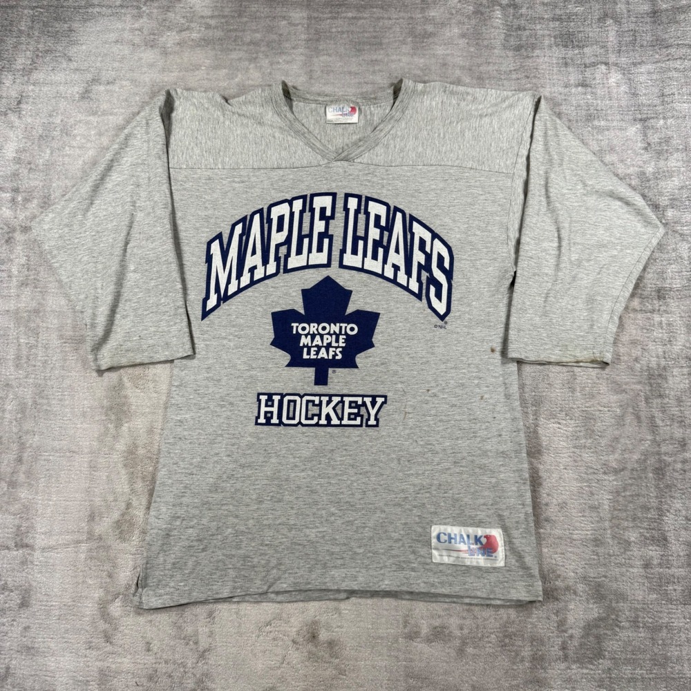 Toronto Maple Leafs Shirt Mens Small Gray Vintage Chalk Line Jersey NHL Hockey